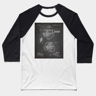 Hand Gun Revolver Patent - Gun Loving Self Defense Art - Black Chalkboard Baseball T-Shirt